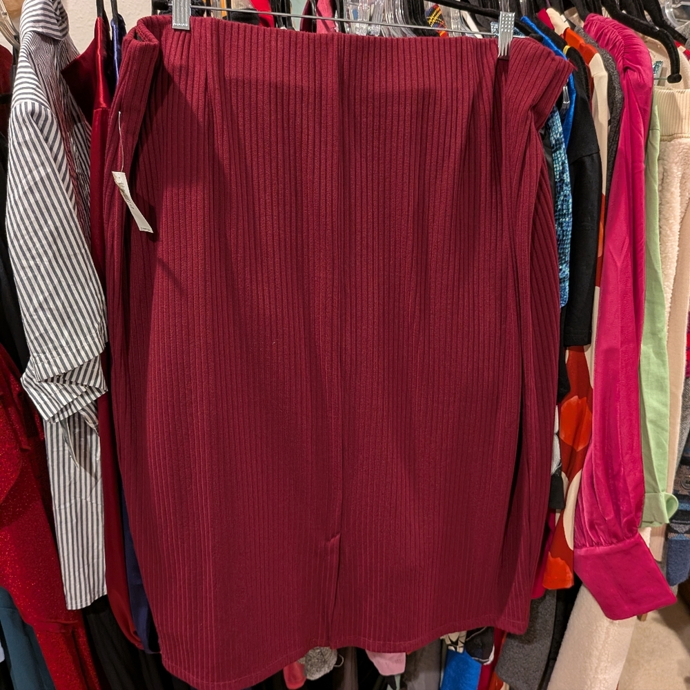 Burgundy Ribbed Knit Skirt - 3X